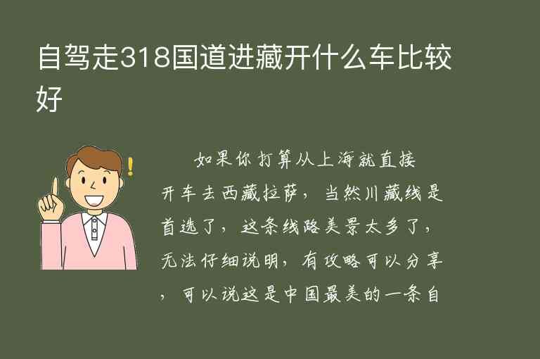 自驾走318国道进藏开什么车比较好,自驾走318国道进藏开什么车比较好,第1张