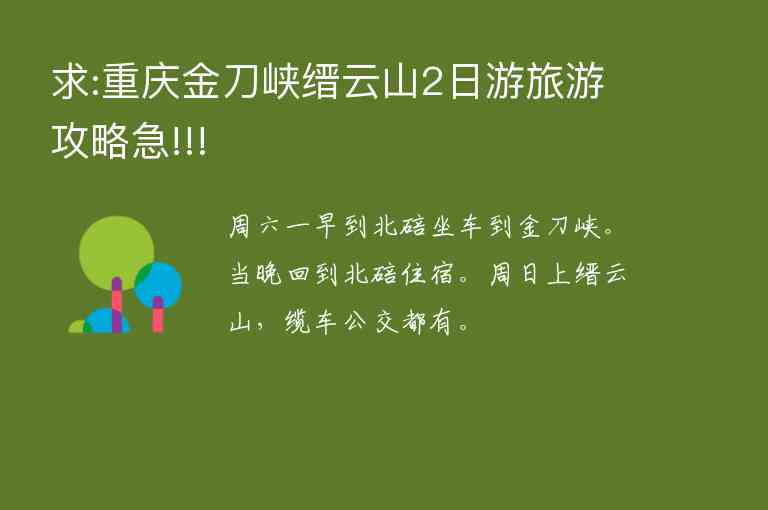 求:重庆金刀峡缙云山2日游旅游攻略急!!!,求:重庆金刀峡缙云山2日游旅游攻略急!!!,第1张