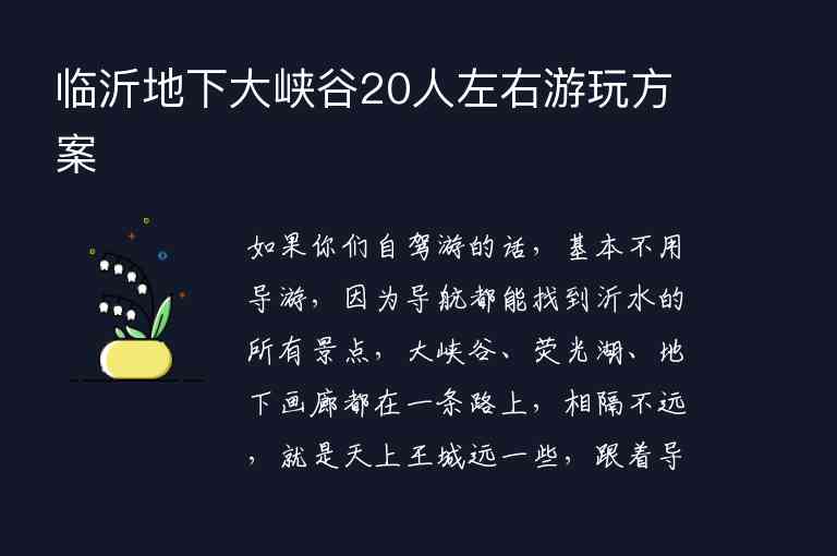 临沂地下大峡谷20人左右游玩方案,临沂地下大峡谷20人左右游玩方案,第1张